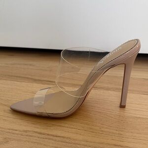 Vivianly Nude Heels with Clear Straps